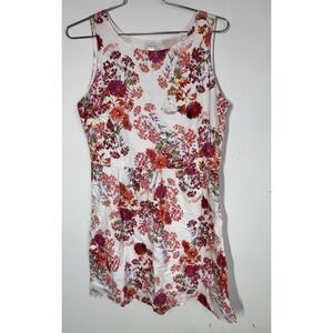 Garnet Hill Vibrant Floral Crisp Cotton Sleeveless Fit And Flare Spring Dress 14